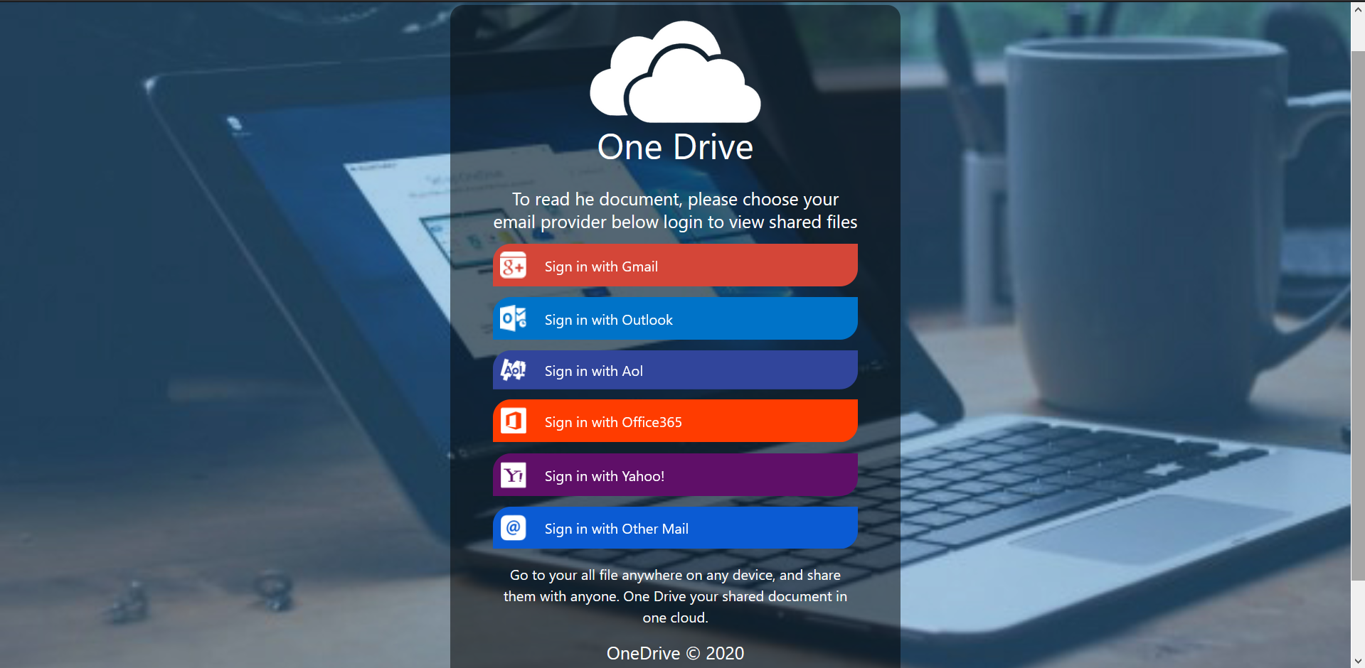 Onedrive all domain popup scampage 2021